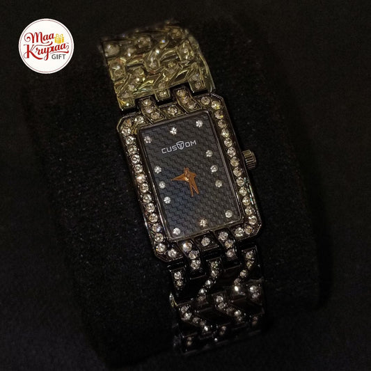UNIQUE SQUARE SHAPE DIAL CUSTOM BLACK COLOUR CHAIN WATCH 266