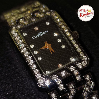 UNIQUE SQUARE SHAPE DIAL CUSTOM BLACK COLOUR CHAIN WATCH 266