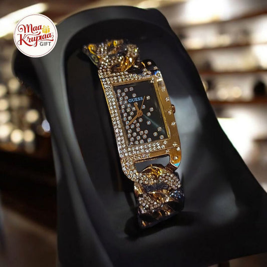 PREMIUM DIAMOND SHADED GOLD COLOUR GUESS LADIES WATCH 739