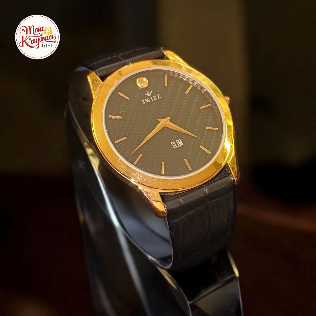 SWIZZ NOIR GOLD SLIM MENS WATCH 1077
