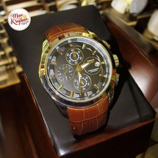 TISSOT 1853 CHRONOGRAPH AUTOMATIC MENS LEATHER BELT WRIST WATCH 679