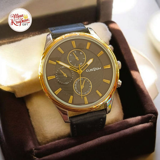 CUSTOM MENS PREMIUM LETHER BELT WRIST WATCH 261
