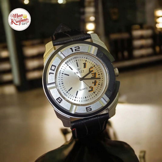 SWIZZ QUARTS LETHER BELT MENS WATCH 1076