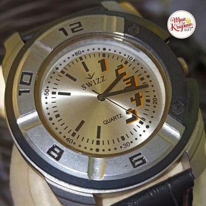 SWIZZ QUARTS LETHER BELT MENS WATCH 1076