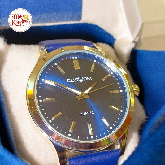 LUXURIOUS CUSTOM BLUE LETHER MENS WATCH 259