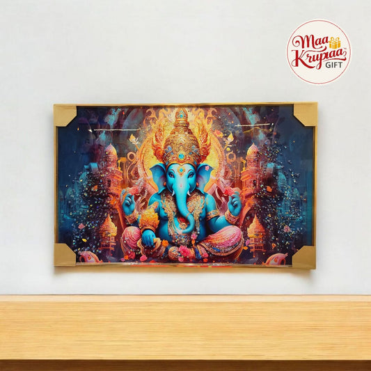 BIG SIZE DIVINE BLUE COLOUR GANESH JI WALL FRAME 532