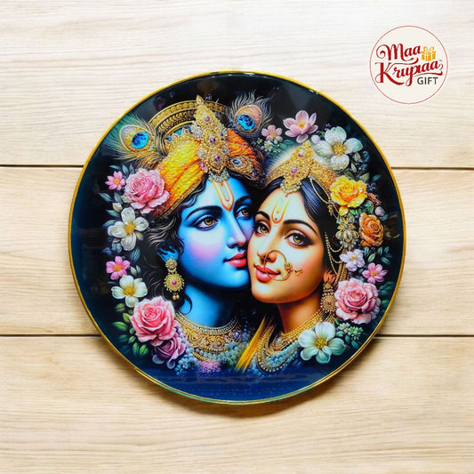 DIVINE RADHA KRISHNA JI ROUND SHAPE WALL DECOR WALL FRAME 0001 KR1