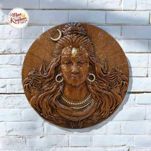 ARTISTIC LORD SHIVA WALL HANGING IN PREMIUM WOOD FINISH POLYRESIN WALL FRAME 1367