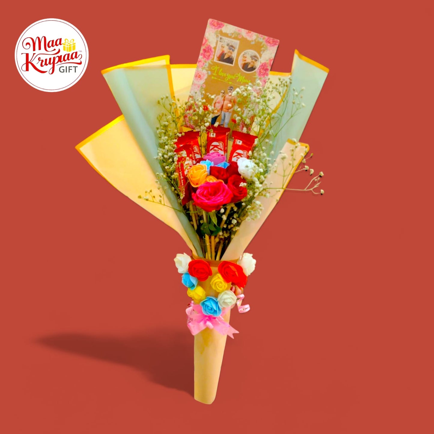 LOVE BLOOM CHOCOLATE AND FLOWER BOUQUET WITH CARD