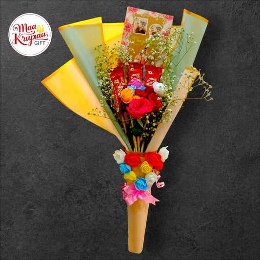 LOVE BLOOM CHOCOLATE AND FLOWER BOUQUET WITH CARD