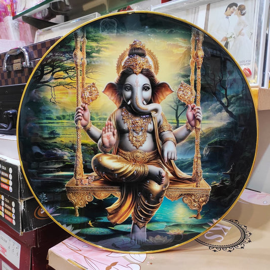 Lord Ganesha Round Frame Wall Art W173