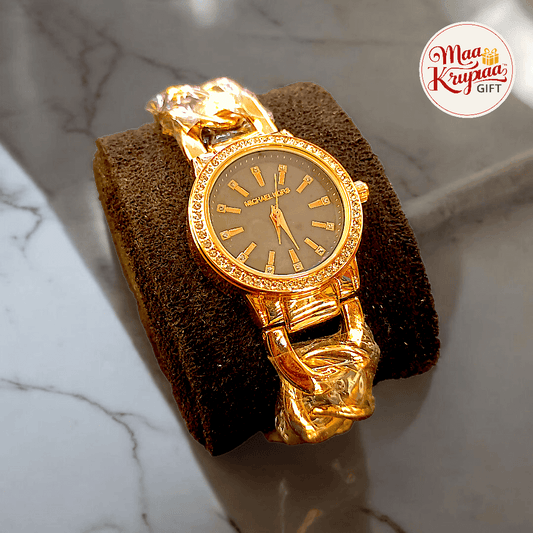 PREMIUM ROSE GOLD COLOURED METAL BODY MICHAEL KORS CHAIN WATCH FOR WOMENS 687