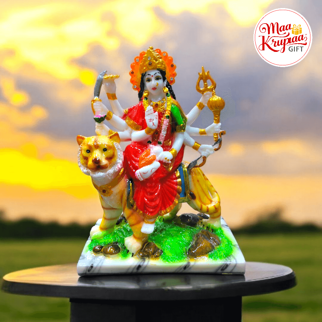 PREMIUM AMBE MATA DI MULTI COLOUR IDOL SITTING ON TIGER AMB1450