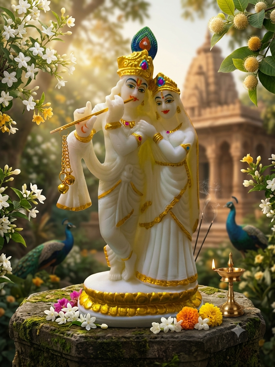 RADHA KRISHN DIVINE IDOL WHITE COLOR RK08