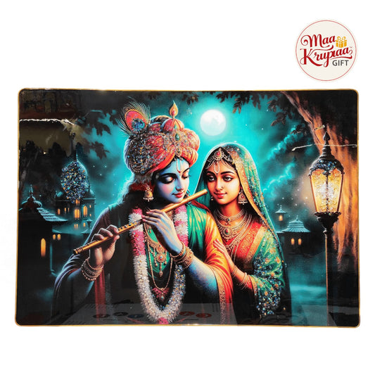 ETERNAL LOVE OF RADHA KRISHNA UNDER THE MOONLIGHT PREMIUM HOME DECOR WALL FRAME 1370