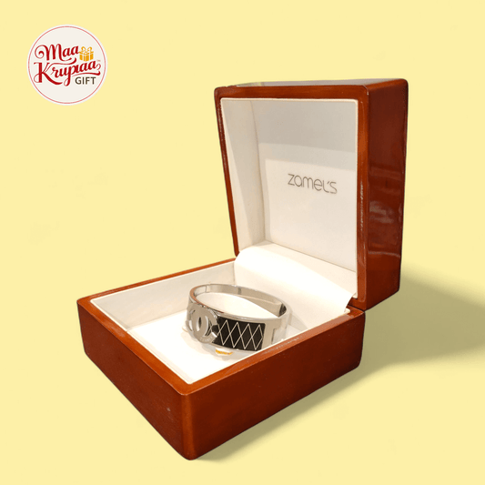 BLACK AND SILVER BRACELET WITH DIAMOND PATTERN AND DOUBLE C LOGO 1251 J14