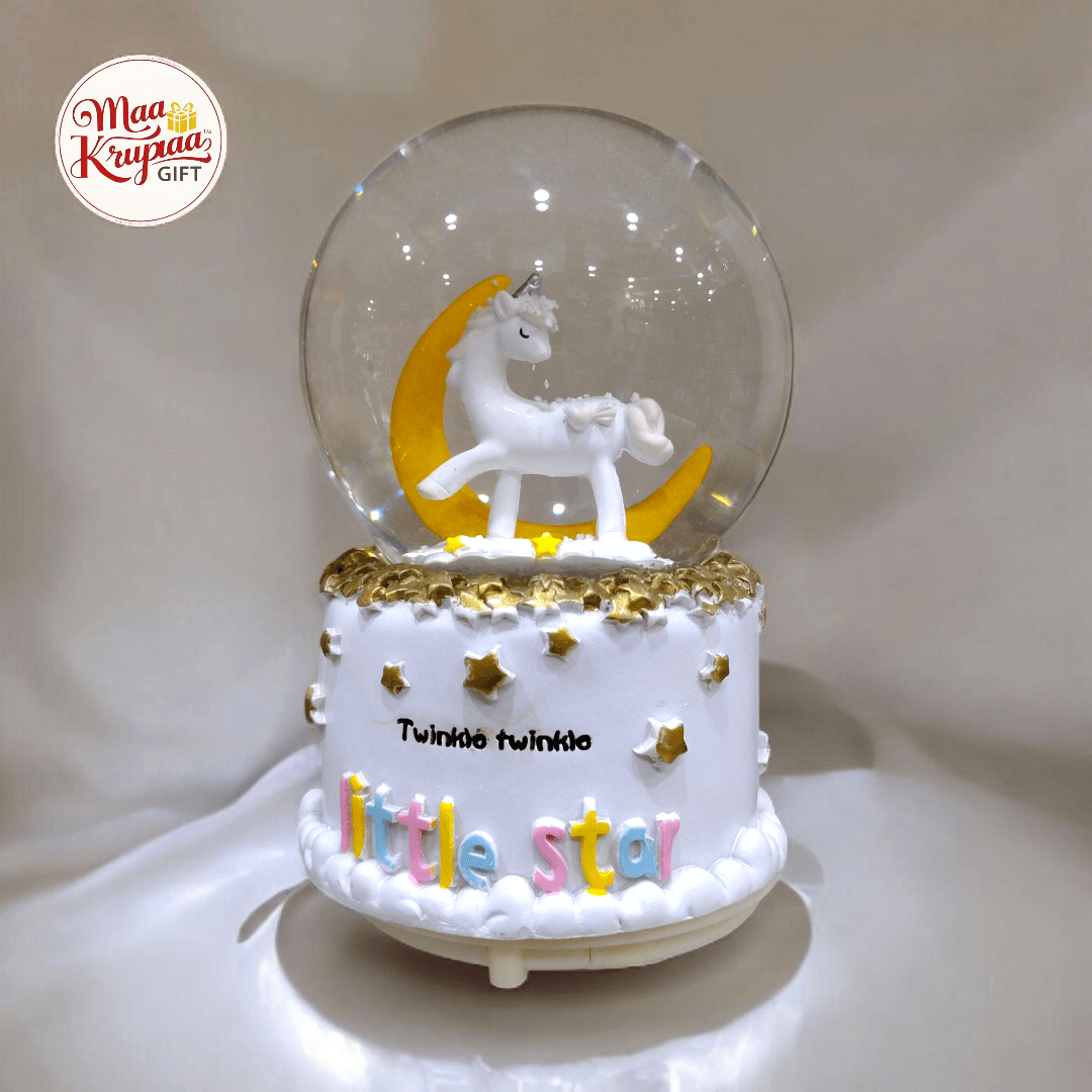 PREMIUM GLASS SHOWPIECE WITH UNICORN IN IT AND LIGHT+MUSIC L2