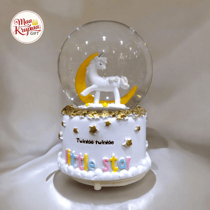 PREMIUM GLASS SHOWPIECE WITH UNICORN IN IT AND LIGHT+MUSIC L2