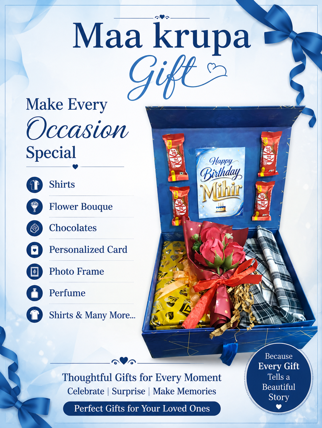 HAPPY BIRTHDAY PERSONALIZED GIFT HAMPER WITH BOUQUE