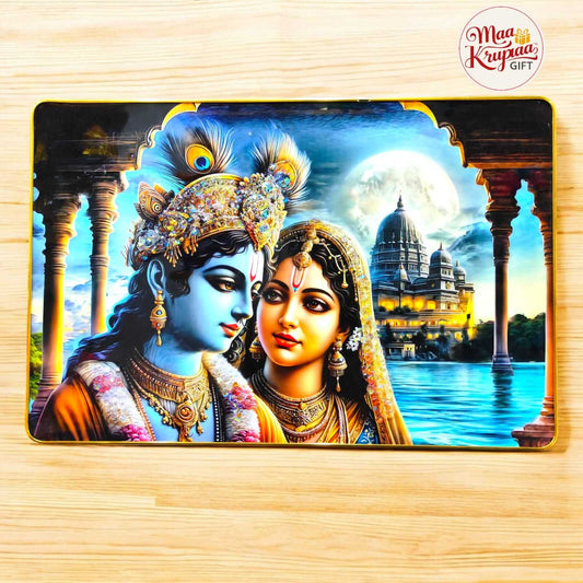 DIVINE LOVE RADHA KRISHNA WITH  TEMPLE HOME DECOR PRIMUME WALL FRAME 811