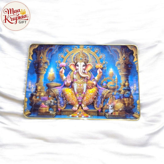 Divine Blue Ganesha Temple Big Size Premium Home Decor Wall Frame W254