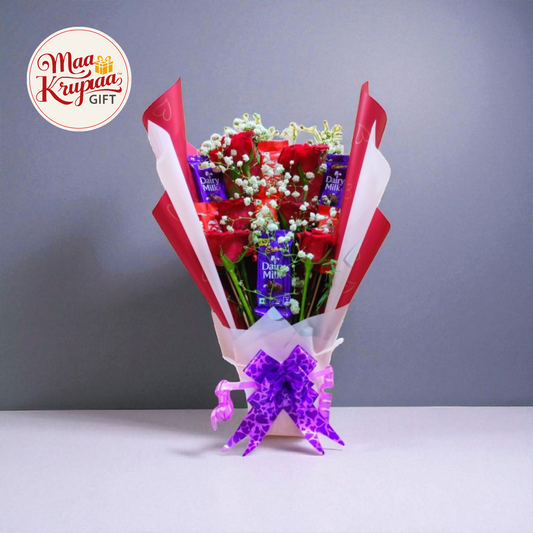 LUXURY RED ROSE BOUQUET WITH LOVE CARD BY MAA KRUPA GIFT W171