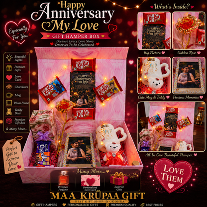 HAPPY ANNIVERSARY MY LOVE GIFT HAMPER PERSONLIZED BOX