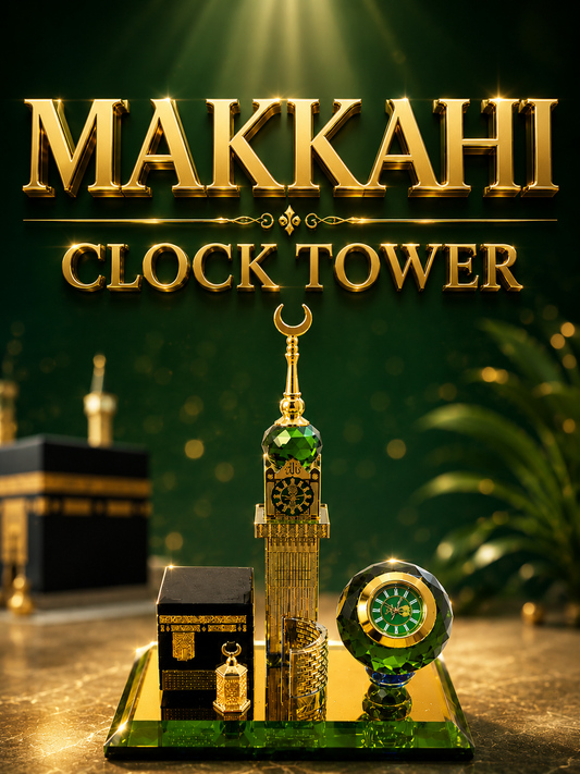 MAKKAHI CLOCK TOWER PRIMIUM GLASS HIGH QUALITY WITH LEATHER BOX MK203