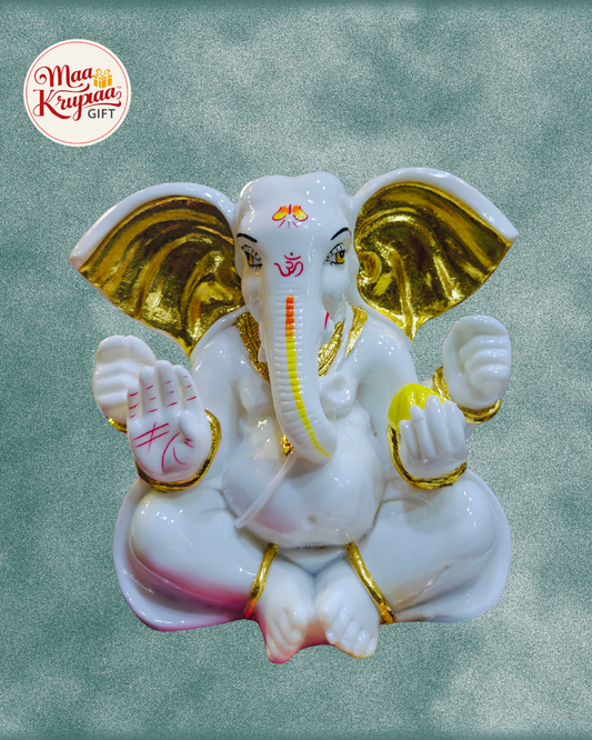White and Golden Colour high finishing Ganesh ji showpiece Mk433