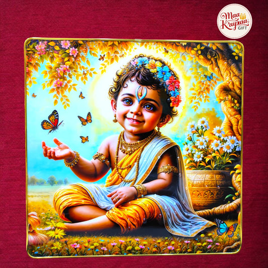 DIVINE BABY KRISHNA WITH BUTTERFLIES PRIMIUM HOME DECOR WALL FRAME 1034 D38