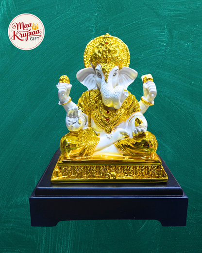 Big Size Golden and White Colour High Primium Finishing shree Ganesh ji Showpiece Mk774
