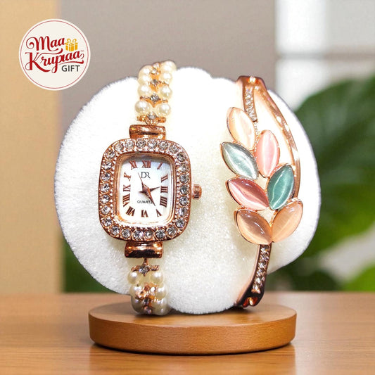 LUXURY PEARL BRACELET WATCH SET W50