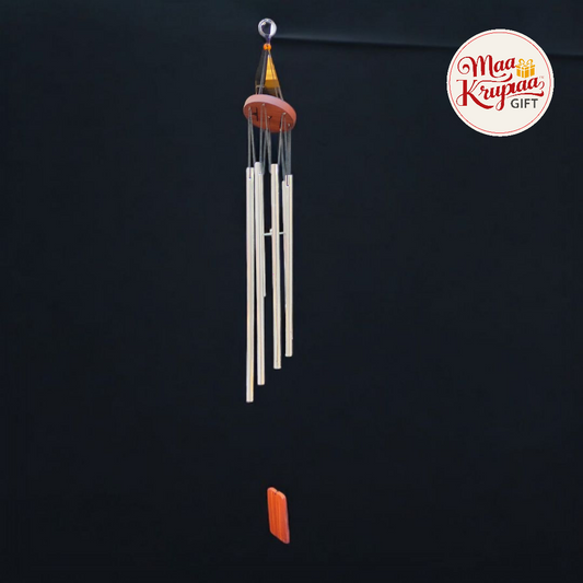 WOODEN TOP SILVER METAL WIND CHIME 1265