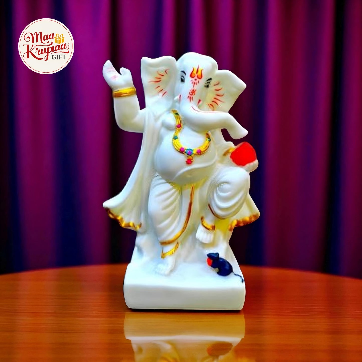 GOLDEN WHITE COLOUR GANESH JI IDOL 861