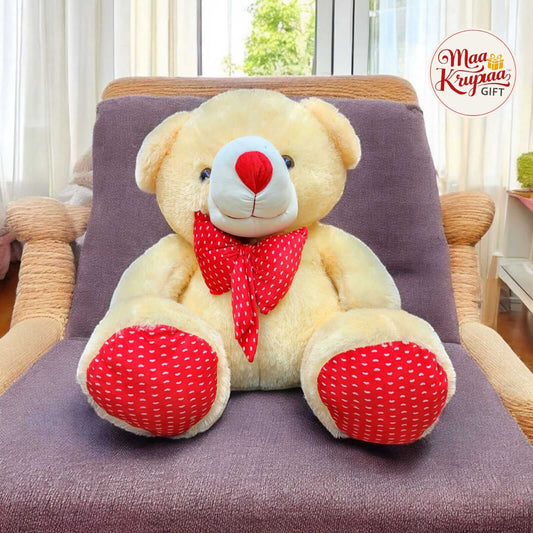 CREAM TEDDY BEAR WITH RED POLKA DOT ACCENTS 1396