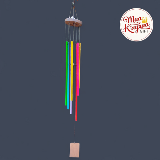 WOODEN TOP MULTICOLOR METAL WIND CHIME 1265