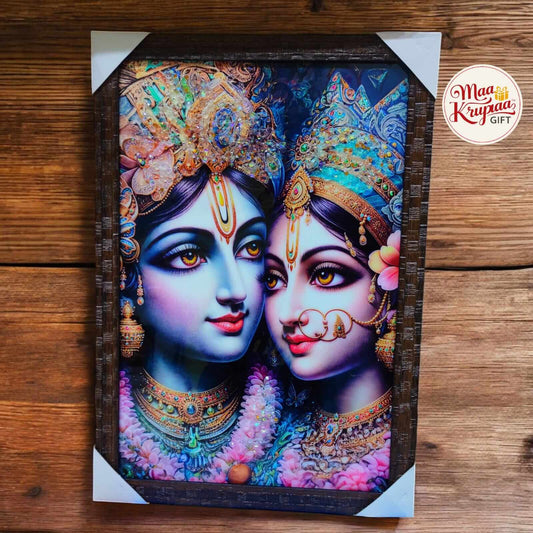 RADHA KRISHNA DIVINE CLOSE-UP PORTRAIT PREMIUM HOME DECOR WALL FRAME 1338 A39