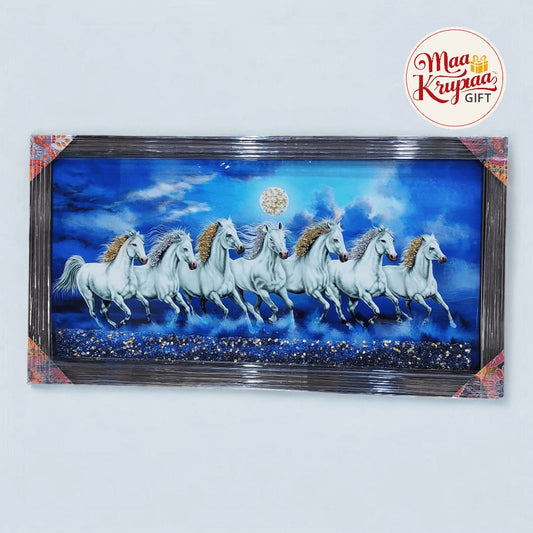 BIG SIZE PREMIUM WHITE COLOUR SEVEN HORSE WALL DECORE FRAME 815