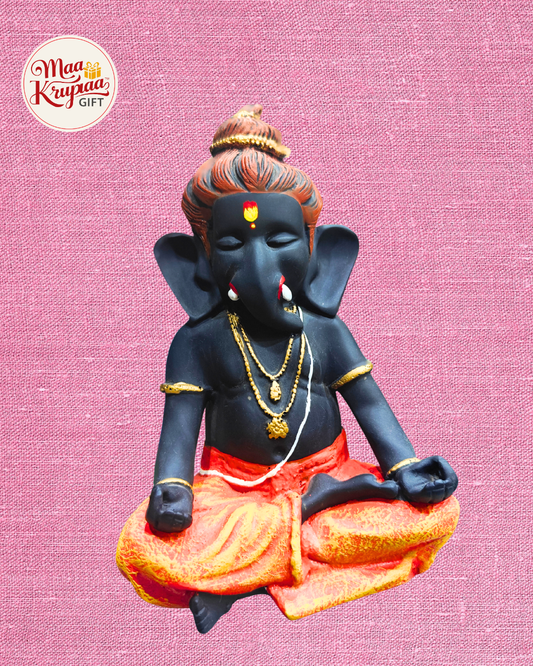 Ganesh ji Unique Black and orange them showpiece Mk779