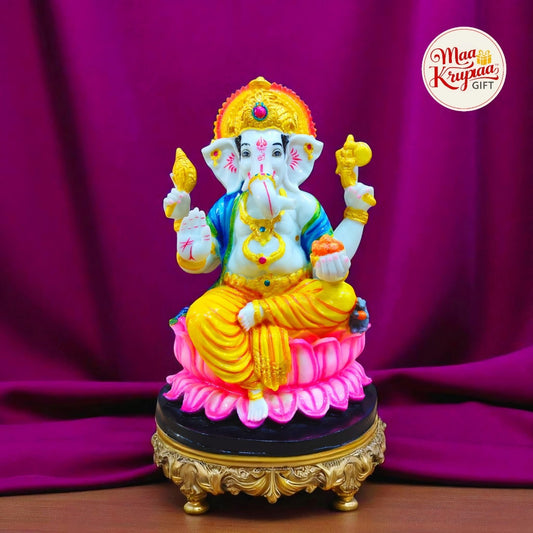 GANESH JI PREMIUM MULTI COLOUR WASHEBAL IDOL SITTING ON ROSE 917
