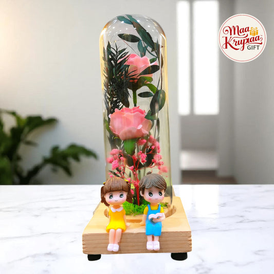 ROMANTIC COUPLE HOME DECOR WITH PINK ROSES AND LED LIGHTS  L33