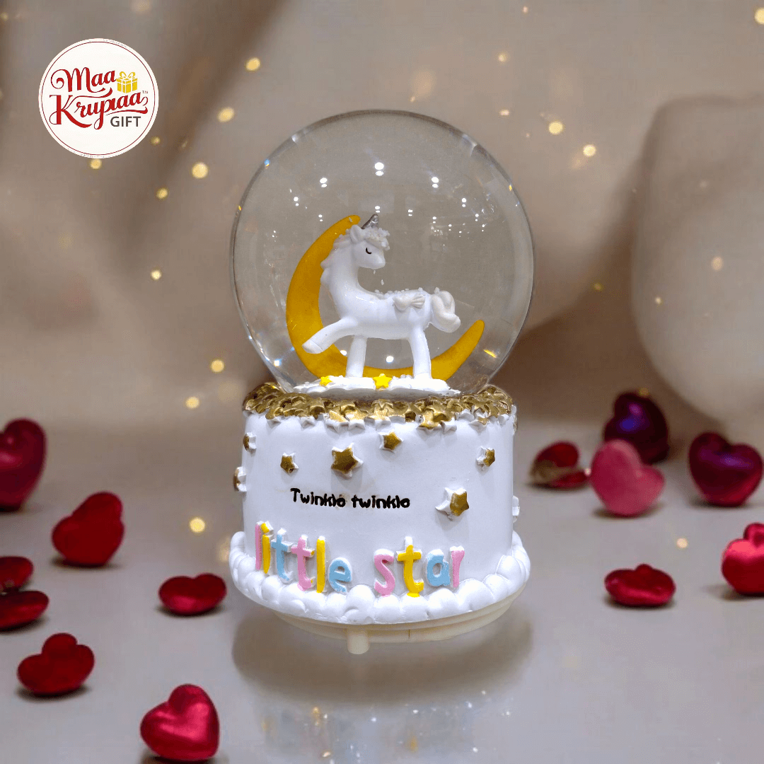 PREMIUM GLASS SHOWPIECE WITH UNICORN IN IT AND LIGHT+MUSIC L2