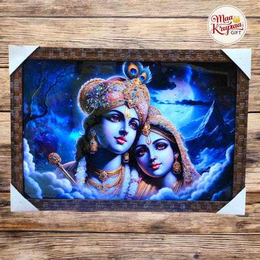 CELESTIAL BOND – RADHA KRISHNA IN THE CLOUDS PREMIUM HOME DECOR WALL FRAME 1338 A43