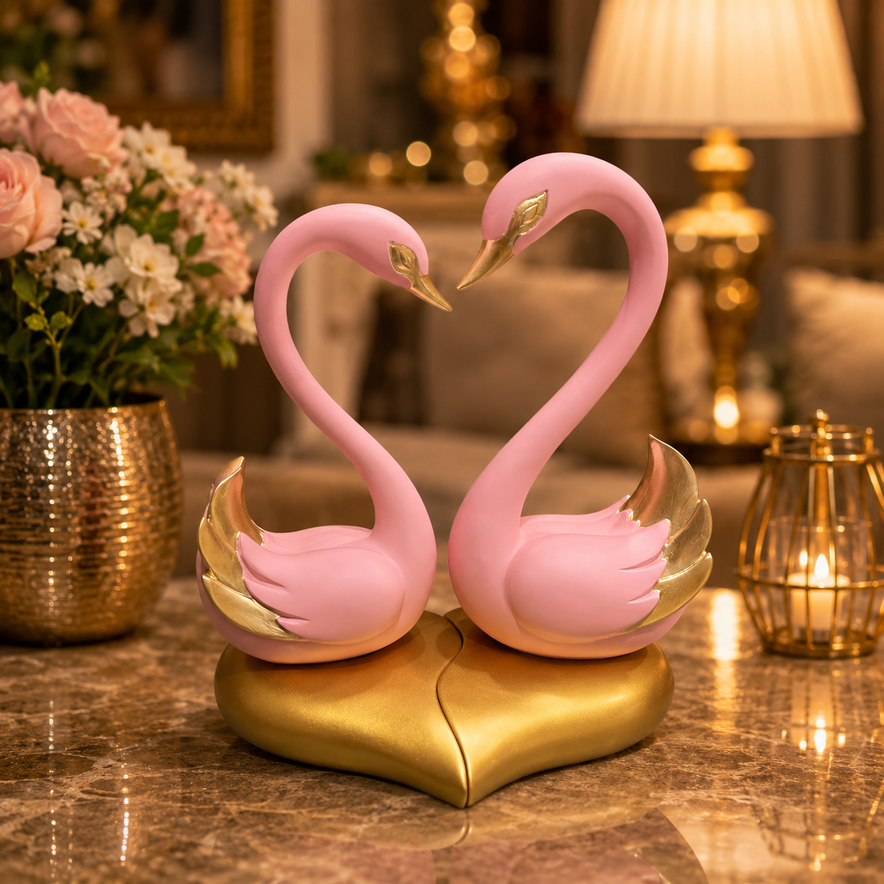 PINK AND GOLDEN COLOUR HEART SHAP BEAUTIFUL HOME DECORE MKH11
