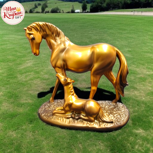 Golden Horse Figurine with Foal W221.