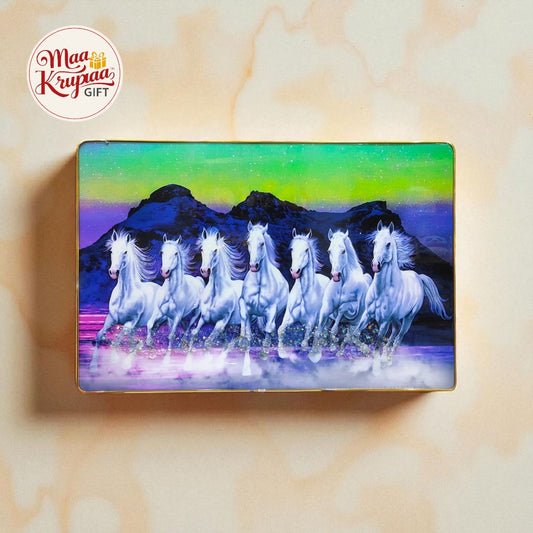 SEVEN RUNNING WHITE HORSES WALL FRAME W154
