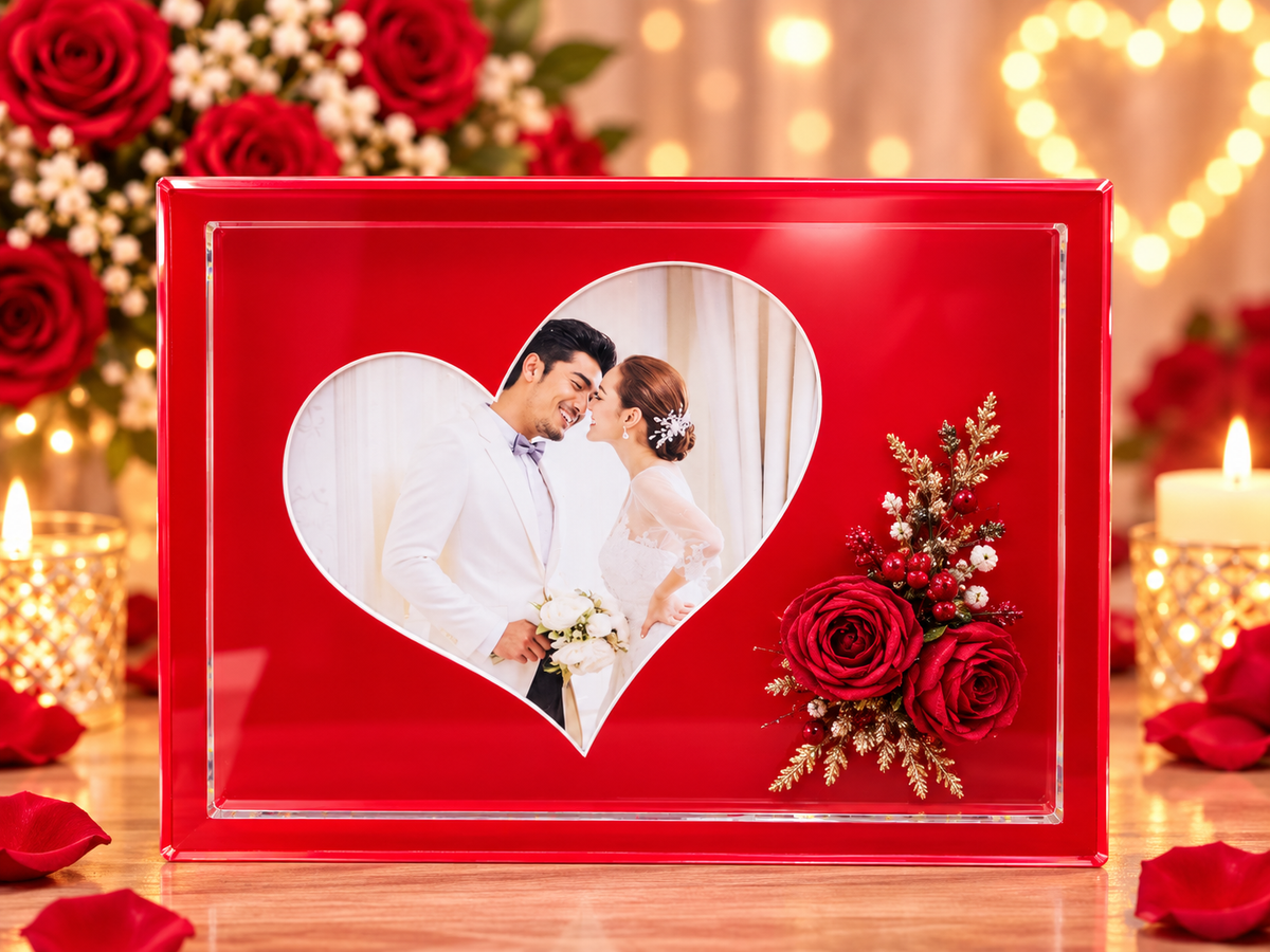 RED ROSE WITH LIGHT PRIMIUM PHOTO FRAME LF455