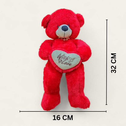 BRIGHT RED TEDDY BEAR WITH "WITH LOVE" HEART 1398