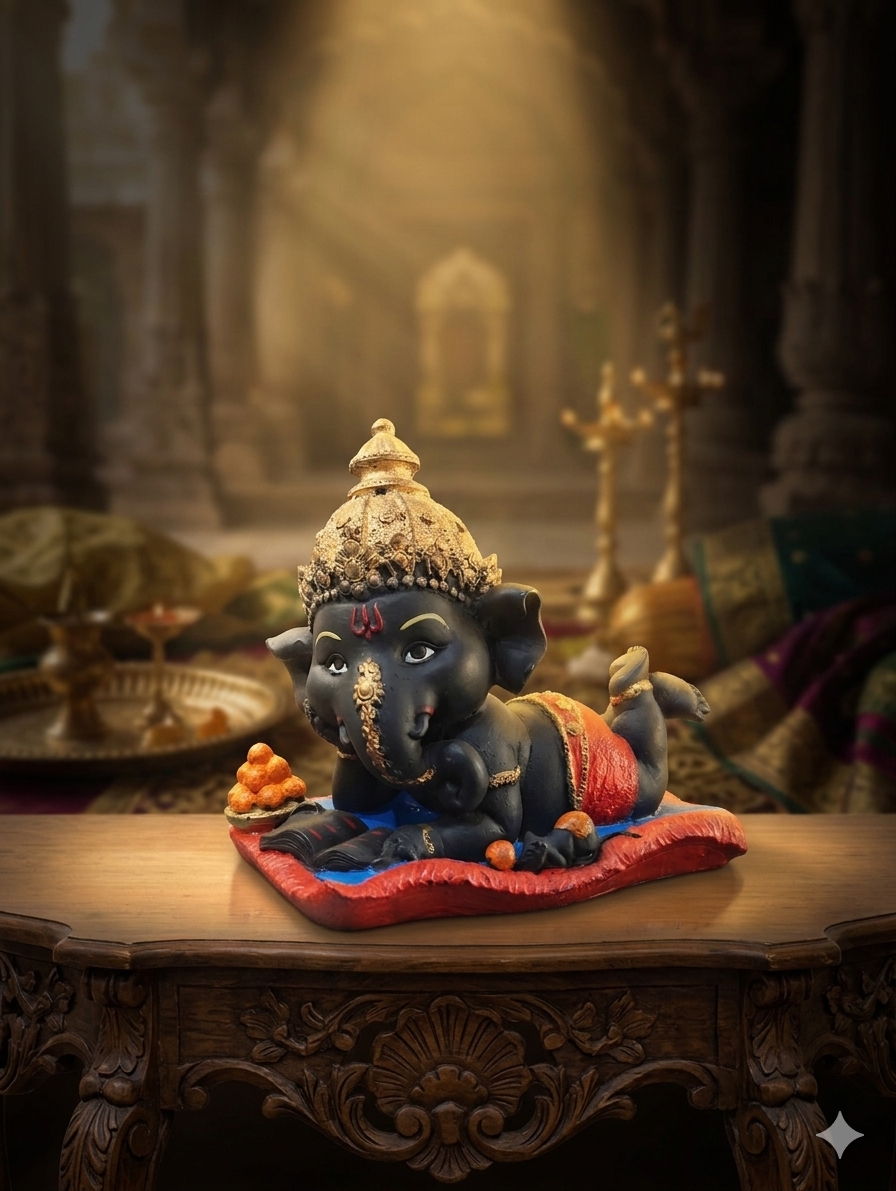 BLACK COLOUR GANESH JI UNIQUE STATUE IDOL GS03