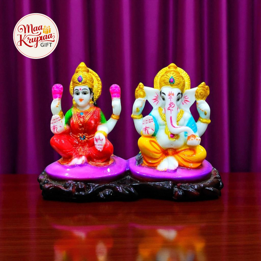 LORD GANESHA AND LAXMI  JI MULTICOLOR IDOL 911